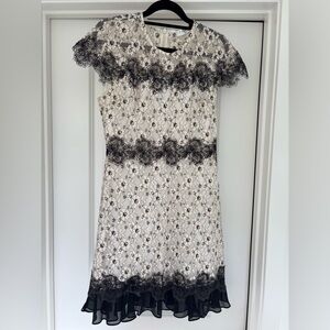 Sandro Black and White Lace Mini Dress